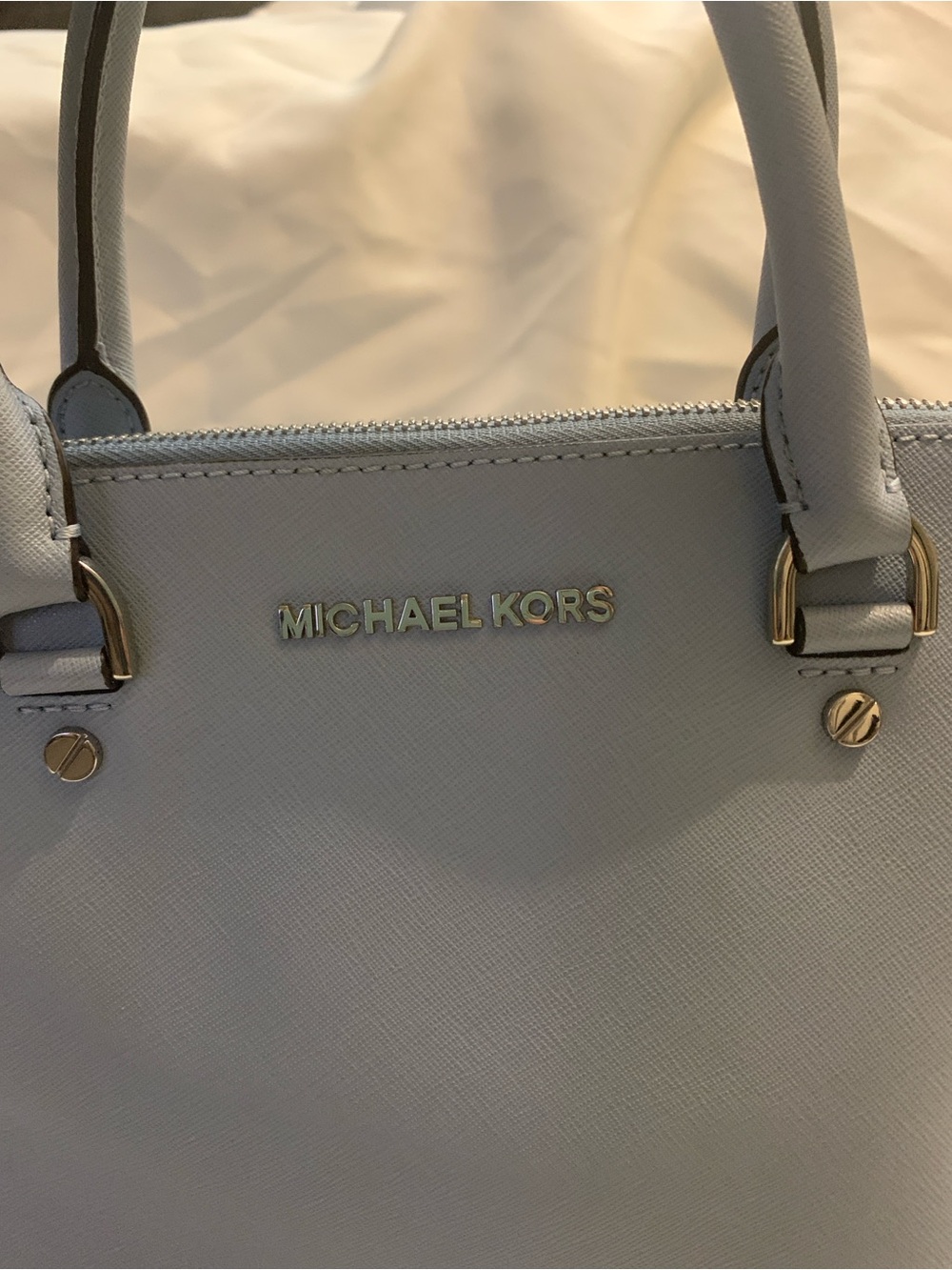 MICHAEL KORS Powder Blue Saffiano Leather Satchel - Picture 3 of 15